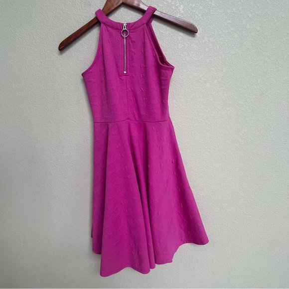 Justice Girls’ Medium 10 Pink Textured Fit & Flare Sleeveless Dress Back Zip - Picture 2 of 6